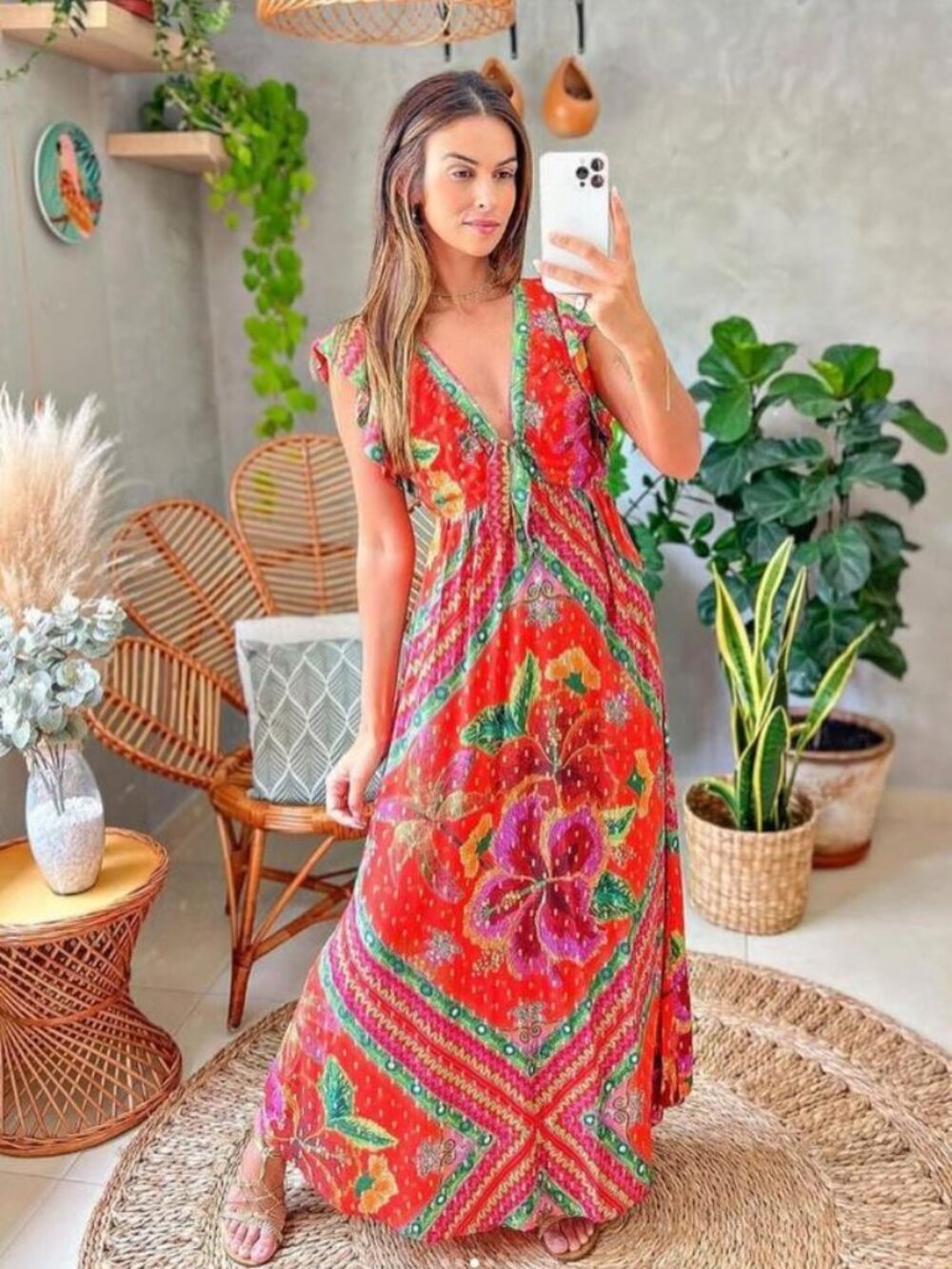 FARM Rio Hbiscus Island Red Floral Maxi Dress S NWT - Brazil Line Exclusive!!!